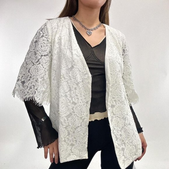 90s style lace jacket blazer - Picture 7 of 8